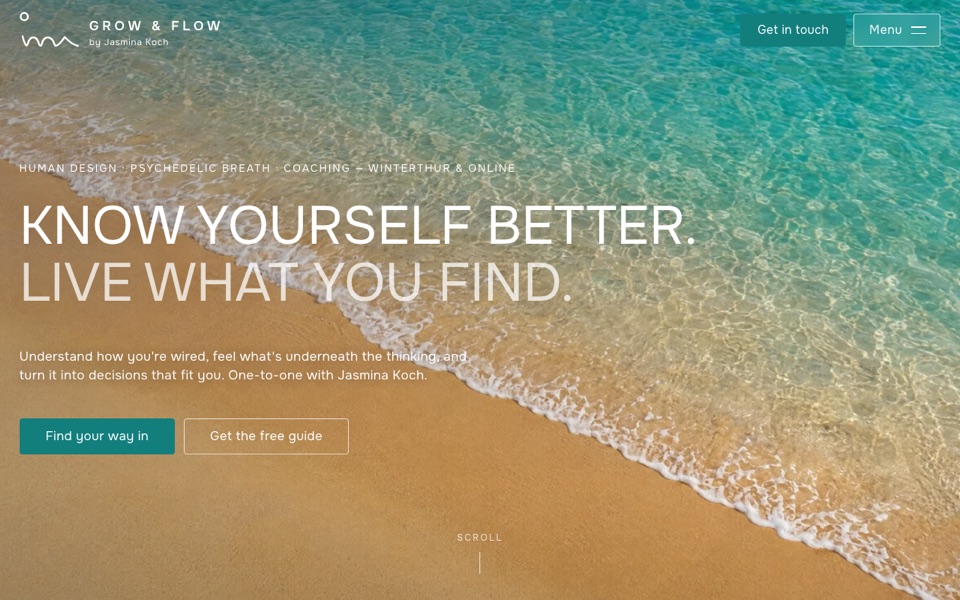 Grow & Flow : page d’accueil du site, coaching en breathwork