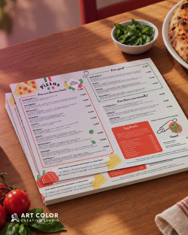 Carte imprimée du restaurant réalisée par Art Color